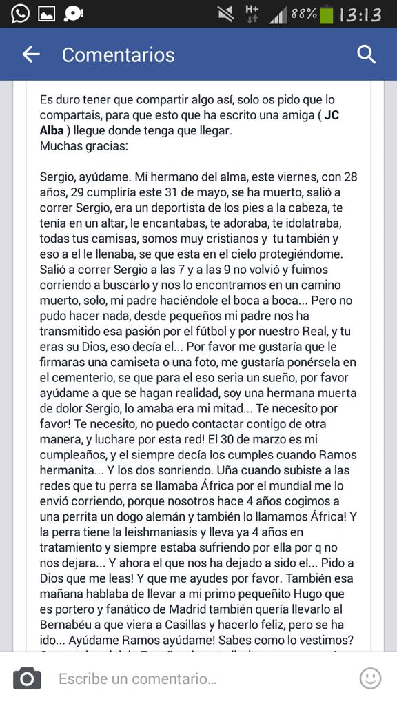 choniherz8's tweet photo. Leela por favor @SergioRamos tu puedes ayudarla! Gracias! http://t.co/fP9GfKMp2T