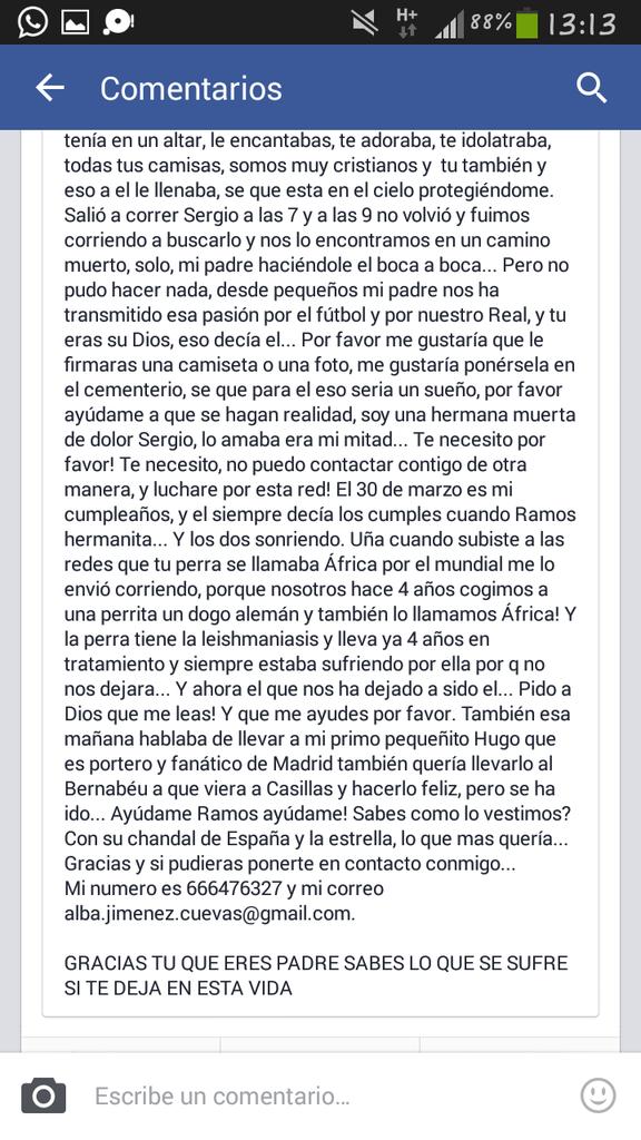 choniherz8's tweet photo. Leela por favor @SergioRamos tu puedes ayudarla! Gracias! http://t.co/fP9GfKMp2T