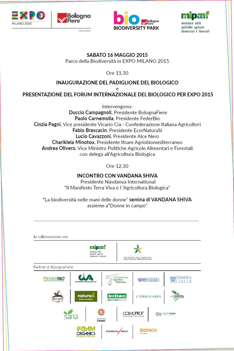 FederBio's tweet photo. Inaugurazione del Padiglione del #Biologico e del Forum internazionale del #Bio.16 maggio #BiodiversityPark in #Expo. http://t.co/YT8enrnXfO