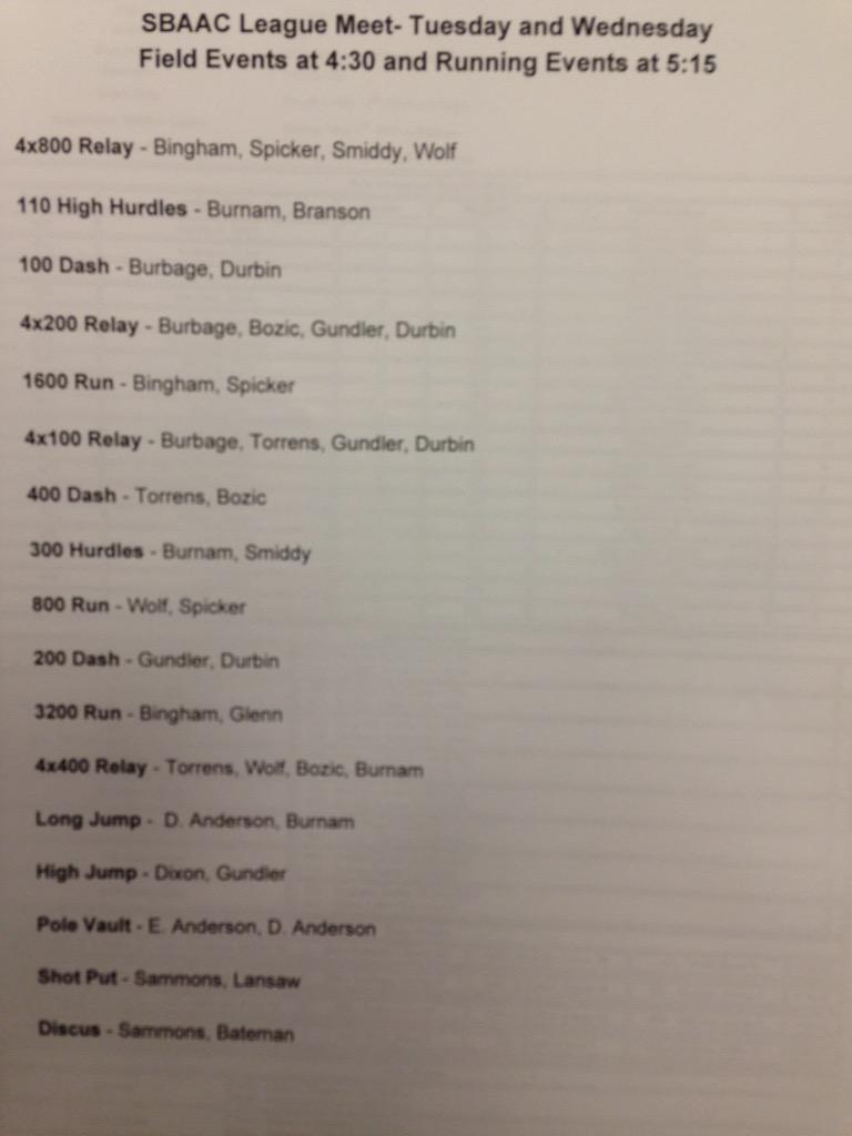 Boys line-up for SBAAC.