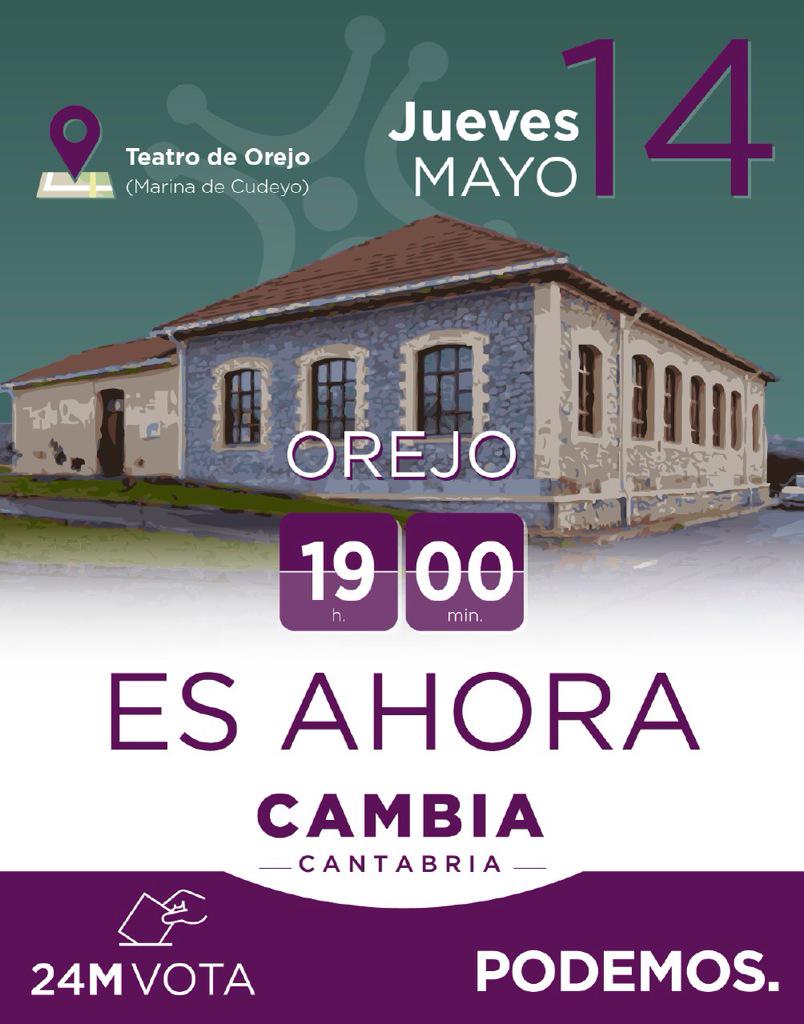 PodemosMarRib's tweet photo. El Jueves a las 19h acto de @Podemos_CANT en el Teatro de Orejo (Marina de Cudeyo). Es Ahora. Cambia Cantabria. http://t.co/2pocVOsvLC