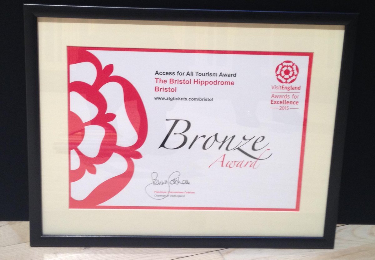 Congratulations to the <a href="/Bristol/">Bristol People</a> Hippodrome Groups &amp; Access team for their <a href="/VisitEngland/">VisitEngland</a> Award #AcessForAll #GoTeam