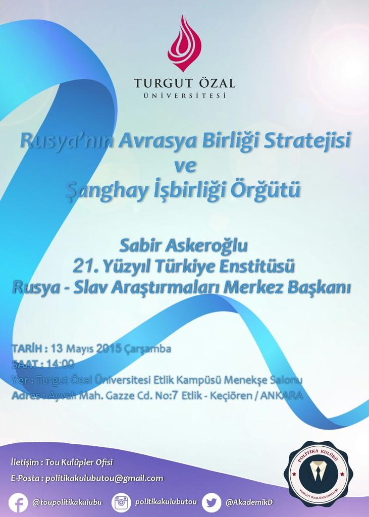 21.yyte Rusya-Slav Arş.Mer.Bşk. Sayın <a href="/SabirAskeroglu/">Dr. Sabir Askeroğlu.</a> hocamızın katılacağı konferansımıza davetlisiniz.
@TOU_IIBF