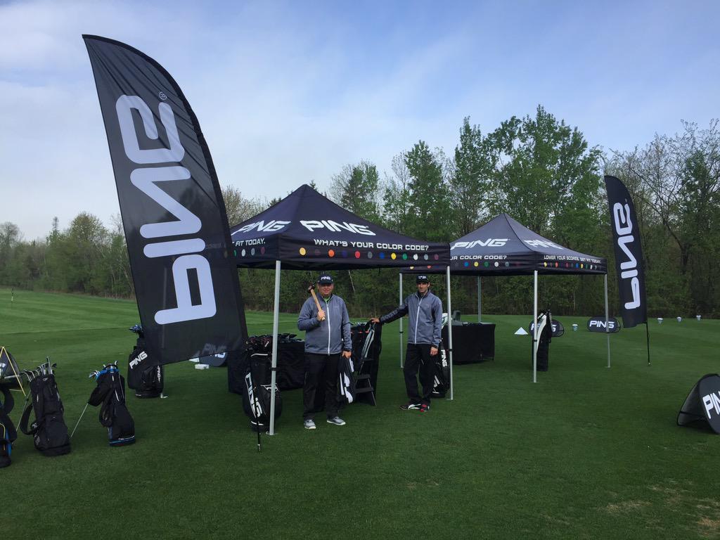 Kevinhaime's tweet photo. @WintersJ77 and @Dub_D setting up an awesome @PingTour fitting range at Eagle Creek for our big day.#thxto @PingTour http://t.co/qtKVUmFgxk