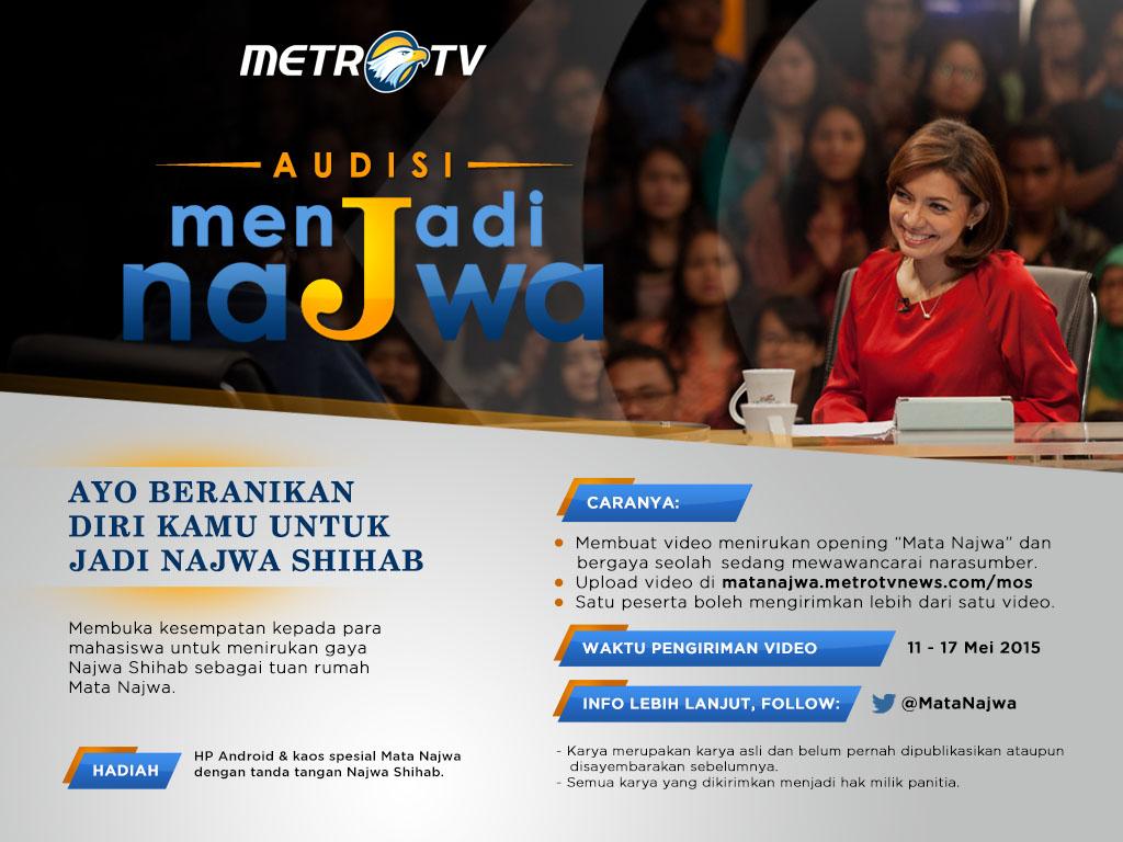Ayo beranikan diri kamu menjadi <a href="/NajwaShihab/">Najwa Shihab</a> dlm Audisi menjadi Najwa. Info lebih lanjut di bit.ly/1bAed18