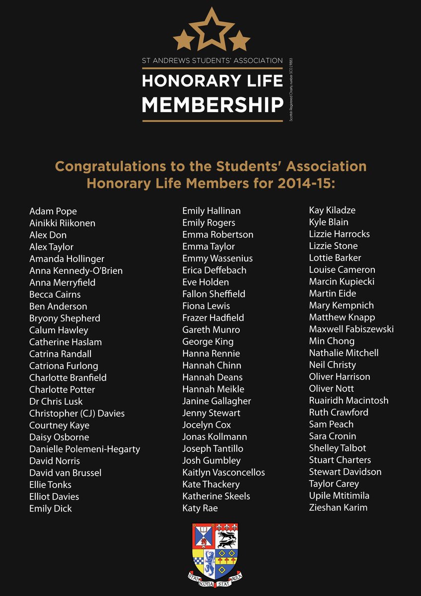 standrewsunion's tweet photo. Congratulations to the Students’ Association Honorary Life Members for 2014-15! http://t.co/eUB4soklZB