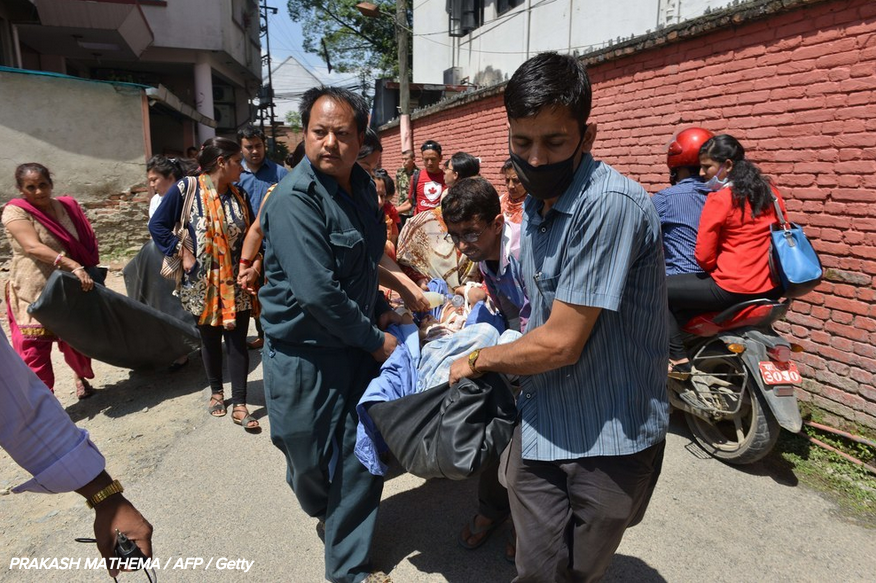 Photos show destruction from today's 7.3 magnitude quake in Nepal. At least 42 have died.