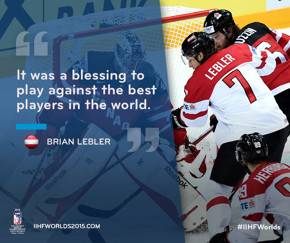 2015IIHFWorlds's tweet photo. Brian Lebler enjoyed playing against the world's best, despite losing 10-1! #IIHFWorlds #CANvsAUT http://t.co/F85HjzbszD