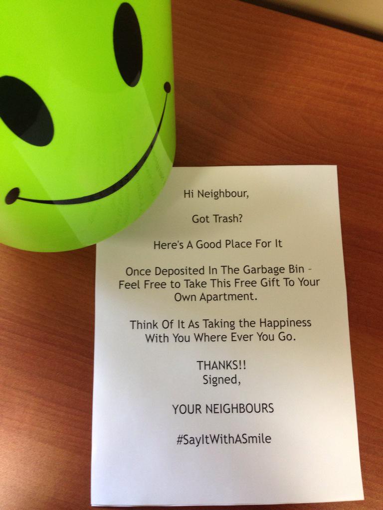 Cancadian's tweet photo. Time to get Passive Aggressive on this little #trash problem #sorrynotsorry http://t.co/88cB1N9iBR