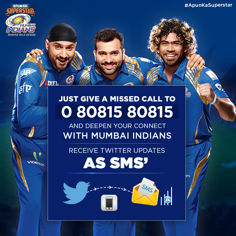 mipaltan's tweet photo. To receive FREE Tweets on SMS from #MI, give a Missed Call on 0 80815 80815
#ApunKaSuperstar http://t.co/nkEKRcHgw8