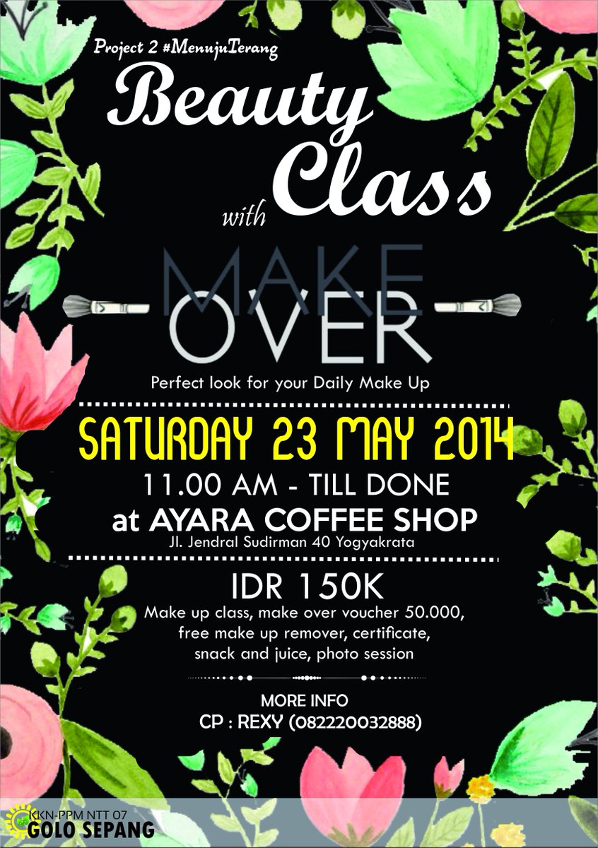 golosepang's tweet photo. @kota_jogja  Project 2 #MenujuTerang : BEAUTY CLASS with MAKE OVER | On Saturday, 23 May 2015 | CP : 082220032888 http://t.co/xG2cMbvo69