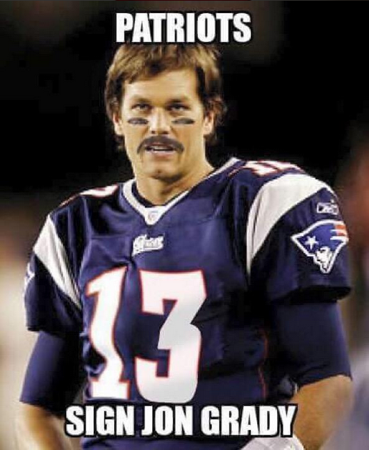 CauseWereGuys's tweet photo. BREAKING NEWS: Patriots sign QB Jon Grady to a four game contract....More details coming soon. http://t.co/CbZyf3qmbu