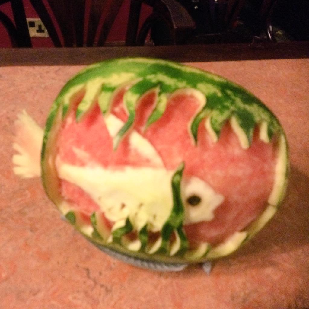 E17popup's tweet photo. Amazing watermelon sculptures made by one of our chefs last night. http://t.co/ziGJanoR6B