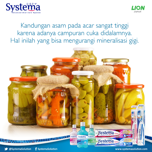 SystemaOralCare's tweet photo. Anda salah satu penyuka acar? Mulai sekarang sebaiknya dikurangi ya! #TipsGigi http://t.co/LXiDJzP7Km