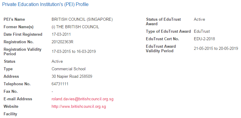 sgBritish's tweet photo. #BritishCouncilSG awarded #EduTrust certification renewal for another 4 years: http://t.co/2aMXMImKFs @UKinSingapore http://t.co/SvbaTdjBhI