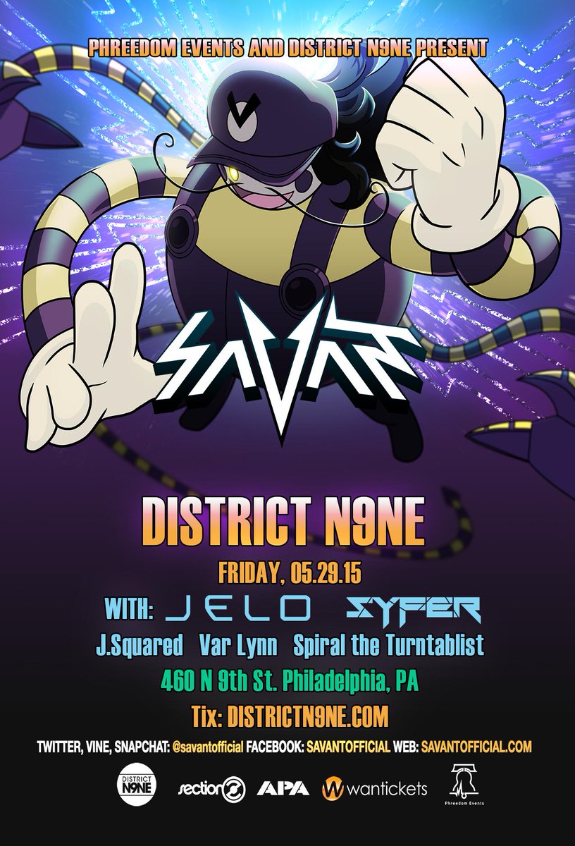 PhreedomEvents's tweet photo. Philly! This Friday!  @SavantOfficial comes to @District_N9NE!  Get your tix: http://t.co/eMXHmJs2JO  #PhillyEDM http://t.co/M73QHerWph