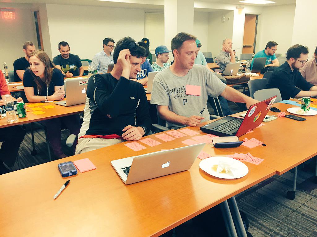 UXPittsburgh's tweet photo. Paper prototypes all around. http://t.co/DwTAvmg0tE