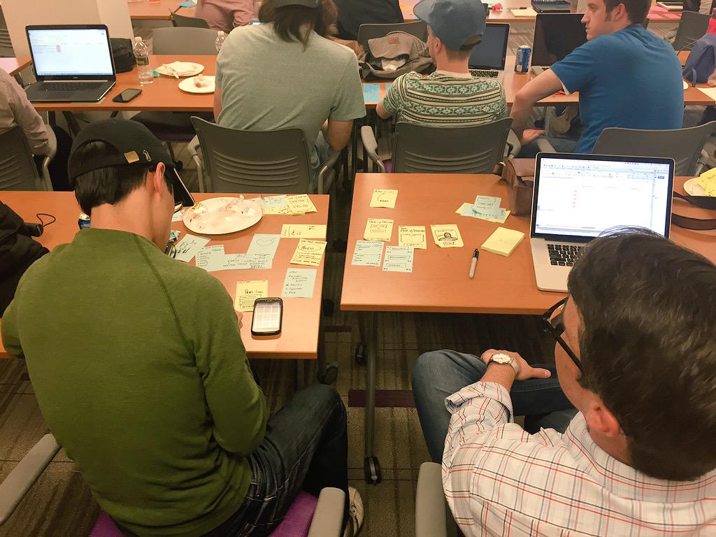 UXPittsburgh's tweet photo. Paper prototypes all around. http://t.co/DwTAvmg0tE