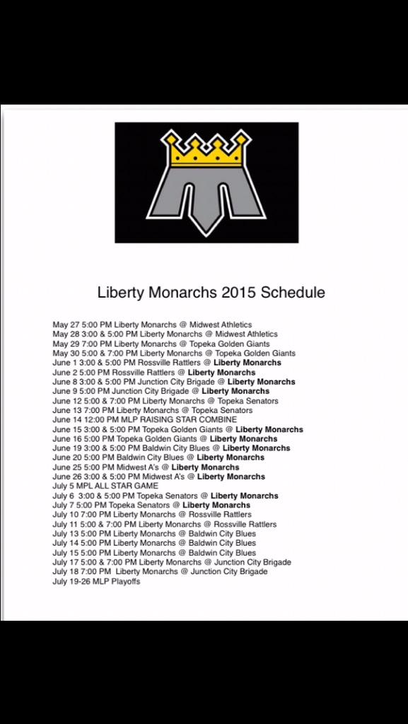 LibertyMonarchs's tweet photo. 2015 schedule http://t.co/NyBuQDMApV