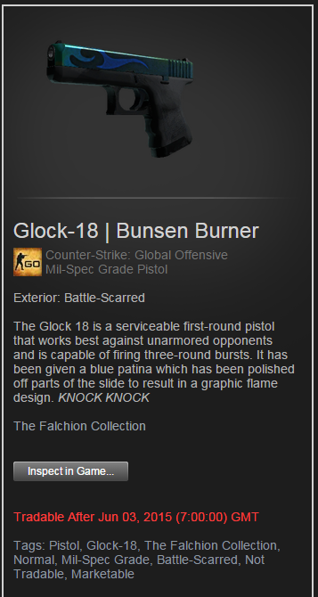 CSGOJackpotcom's tweet photo. NEW Falchion Case Glock-18 | Bunsen Burner GIVEAWAY! RT+Follow for a chance to win! #CSGOJackpot http://t.co/YzXGiiqBsL