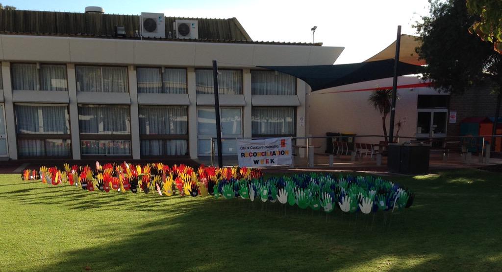 cockburnlibrary's tweet image. Preparing for @CityOfCockburn's #reconciliationweek launch outside Spearwood Library.  10am #NRW2015