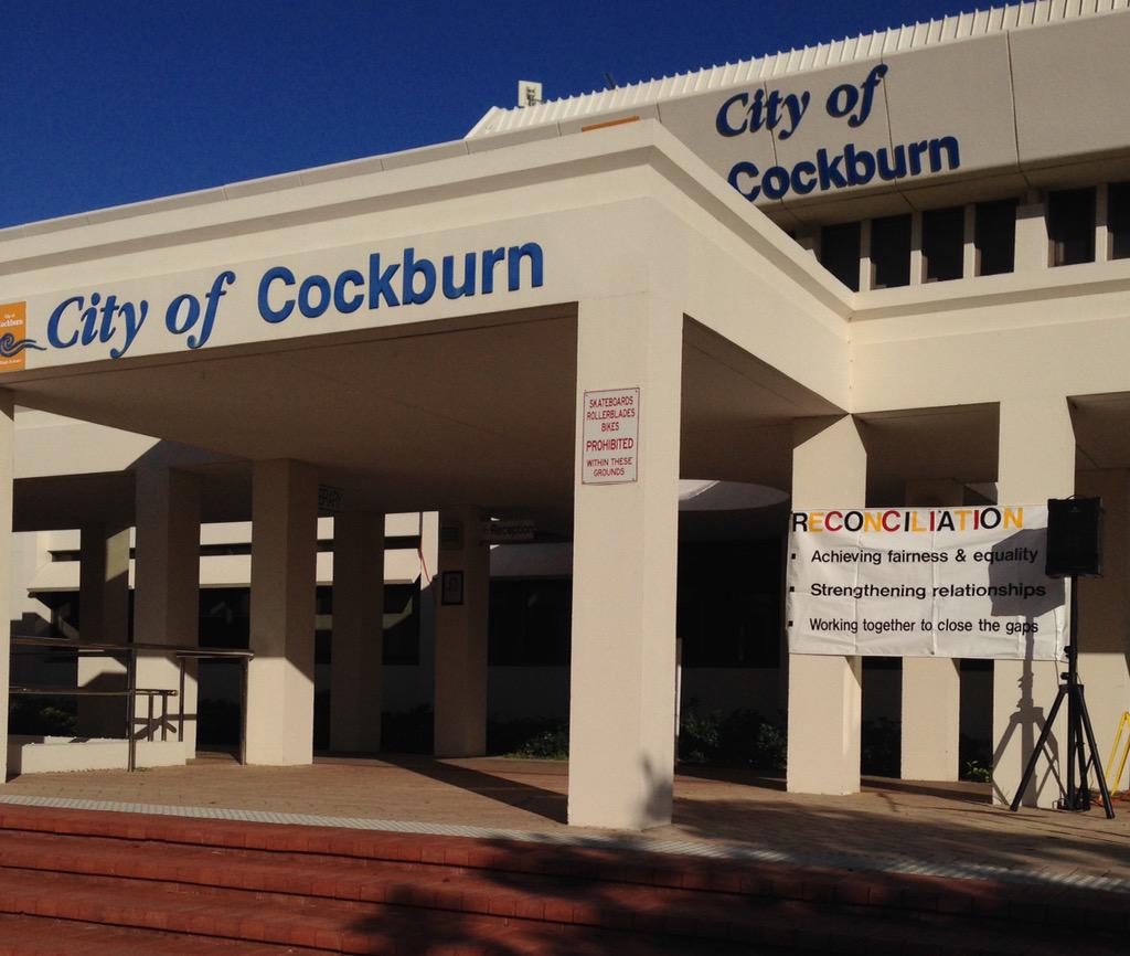 cockburnlibrary's tweet image. Preparing for @CityOfCockburn's #reconciliationweek launch outside Spearwood Library.  10am #NRW2015