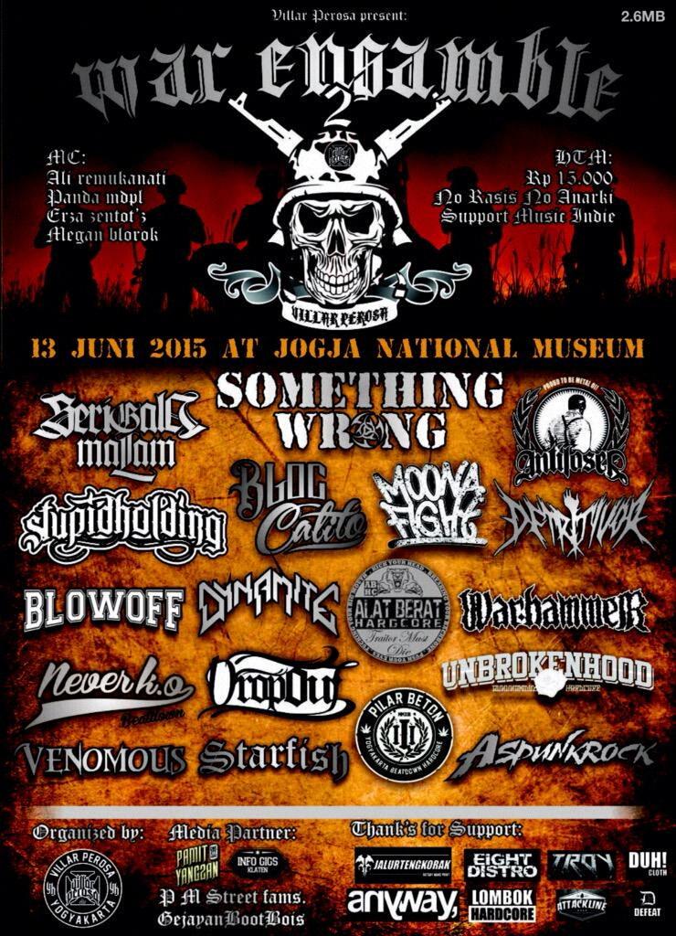 WAR ENSAMBLE #2| <a href="/serigalaxmalam/">SERIGALA MALAM</a> <a href="/SWYKHC/">Something Wrong</a> @antiloserYK <a href="/WarhammerDeath/">WARHAMMERDEATH</a> |13 juni | <a href="/jnm_yk/">JogjaNationalMuseum</a>| <a href="/VILLAR_PEROSA/">VILLAR PEROSA</a>