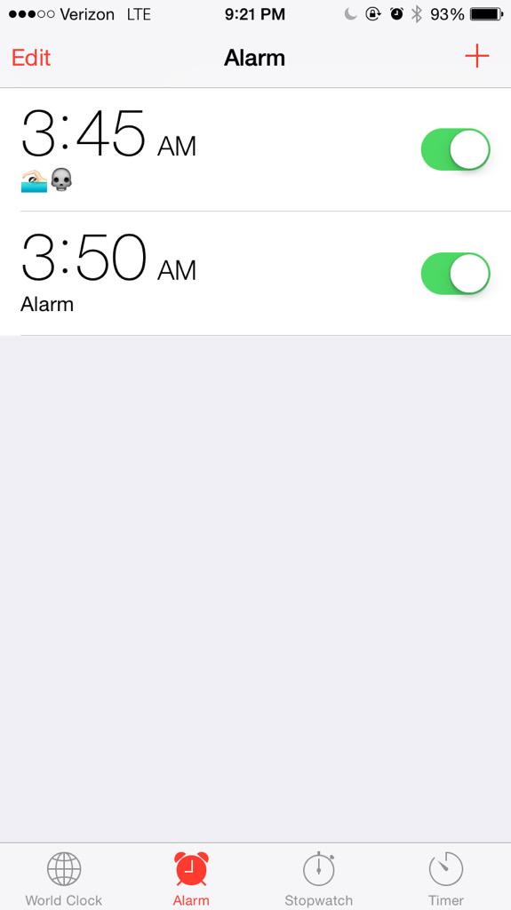 cady_farlow's tweet photo. After 4 years of setting this alarm, tomorrow is FINALLY my last day 🙌🏻 This is one of the milestones I won't miss 😂 http://t.co/QgBTbXcM0l