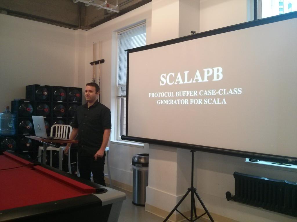 nadavsamet's tweet photo. Great talk about #ScalaPB by @thesamet at #ScalaSF http://t.co/irPFgKFoTb http://t.co/2Ztue6CVFK