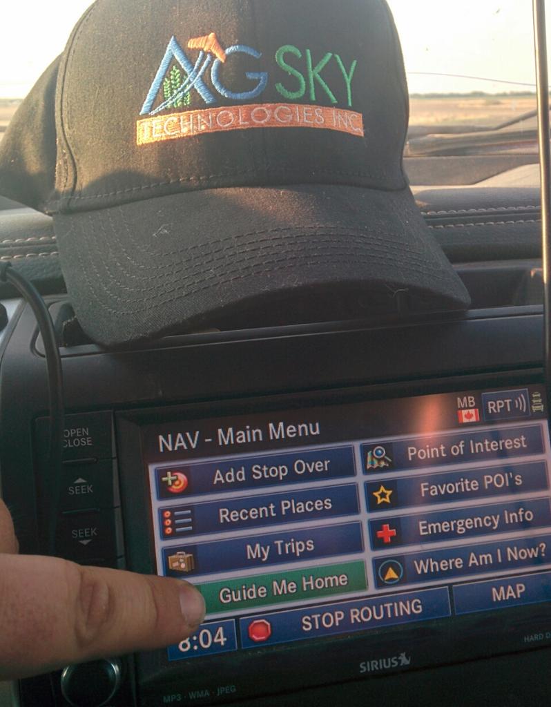 AgSkyTech's tweet photo. #ThatFeeling after a long day on the field when you finally can hang up your hat &amp; press the GPS #GuideMeHome button! http://t.co/ZElf2HiPLj