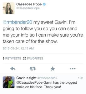 CassIsBadAss's tweet photo. Cassadee Pope makes little Gavin's wish come true https://t.co/eZddOncD83 http://t.co/nVZtgAUARH