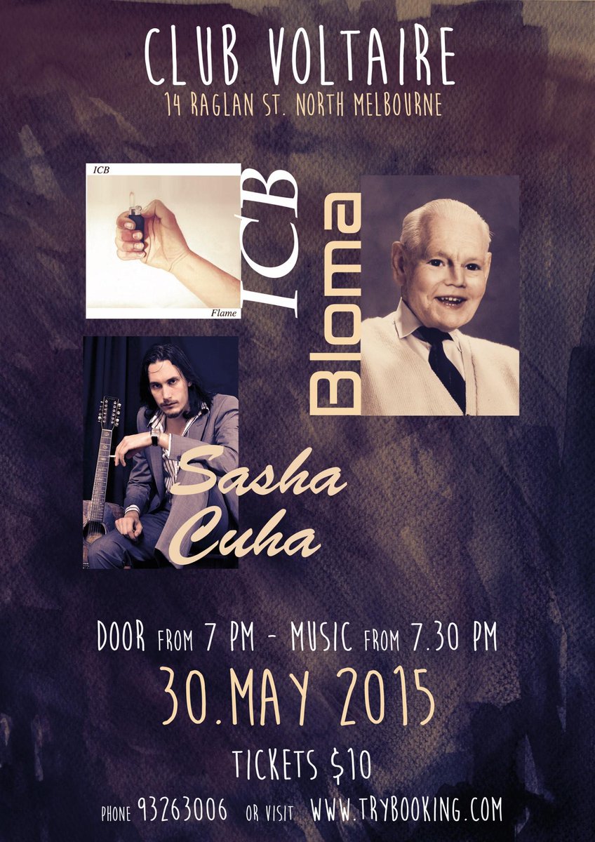 Club_Voltaire's tweet photo. Sat May 30, 7:30pm start 'ICB', 'Sasha Cuha' &amp; 'Bloma'- Great original music! $10 / online @ http://t.co/WwUfr7f2N1 http://t.co/b23ieHs0Sz
