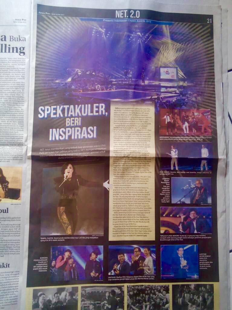 wishnutama's tweet image. Terima kasih banyak @jawapos atas liputan acara #NET2ndANNIVERSARY NET 2.0 ICA 2015 semalam