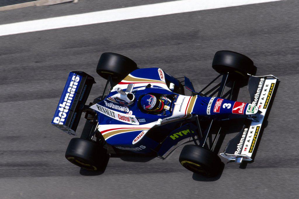 RetroRacingCo's tweet image. Today in '97, @27villeneuve wins the Spanish GP for @WilliamsRacing, with the Prost of Olivier Panis 2nd.