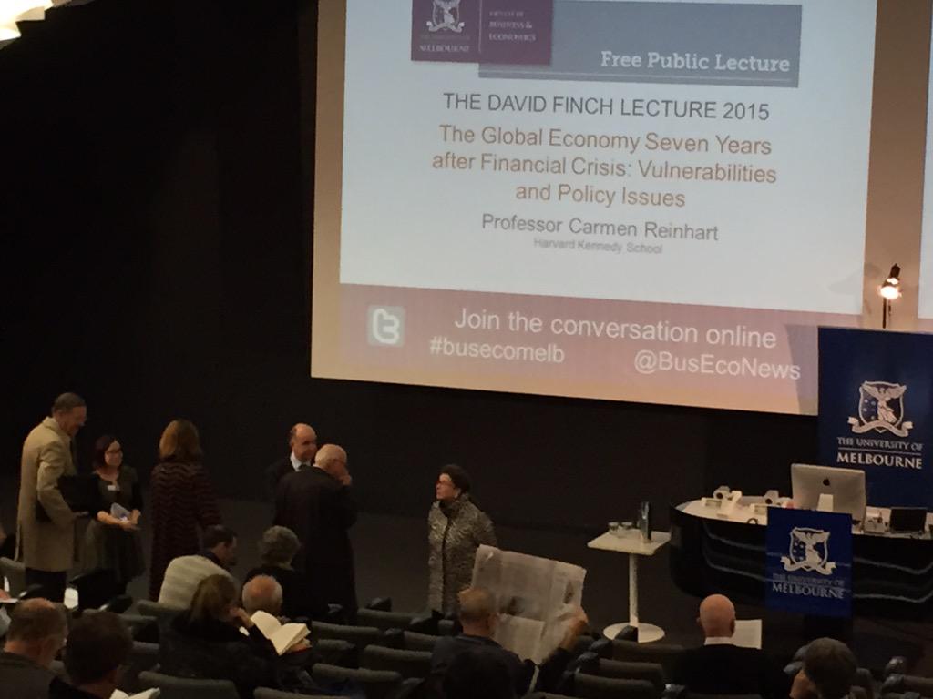 BusEcoNews's tweet image. Getting ready for the Finch Lecture with Prof #CarmenReinhart. Follow the conversation with #finch15. #busecomelb