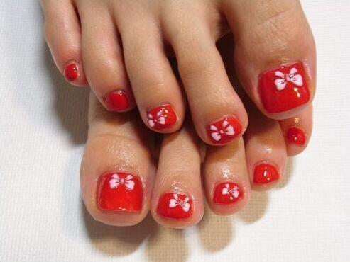 海外ネイル デザイン集 かわいいリボンのフットネイル Http T Co Bgmdudrqvt