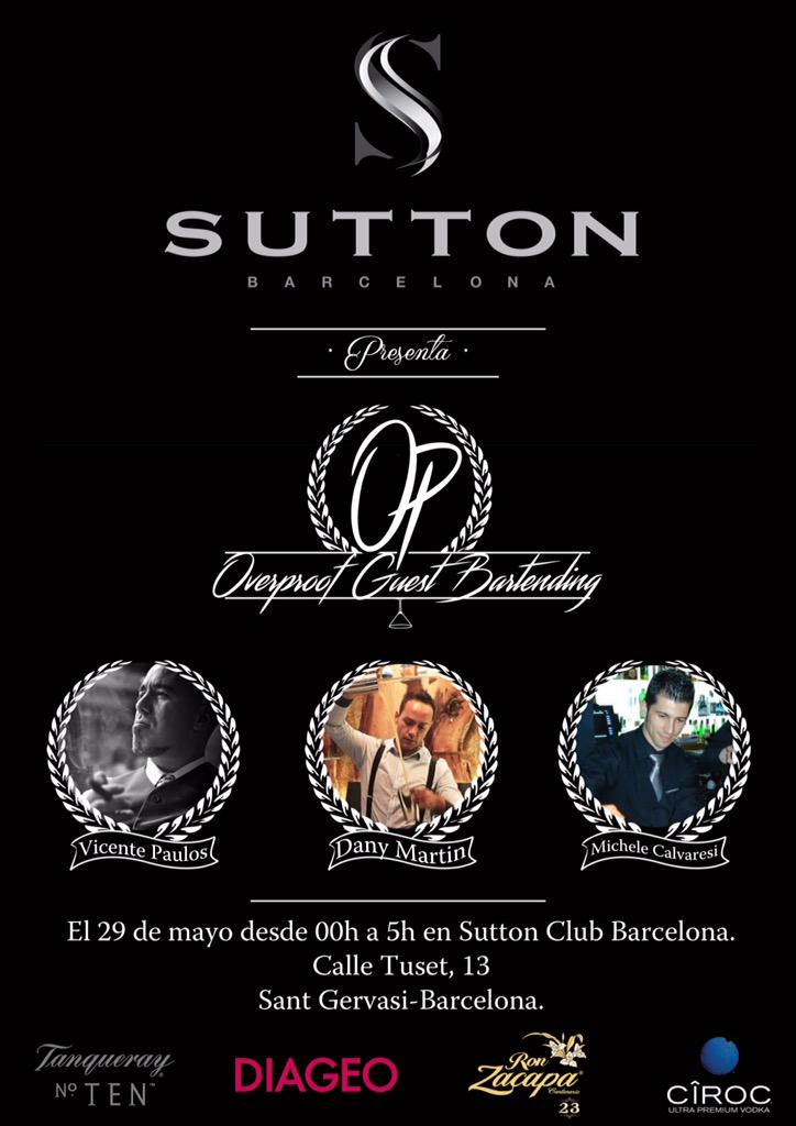 Dany64bcn's tweet photo. Próximo OVERPROOF GUEST BATTENDING el viernes 29 de mayo en el #sutton 
#Barcelona #diageo #friends #cocktails http://t.co/CmXoFEaeFN