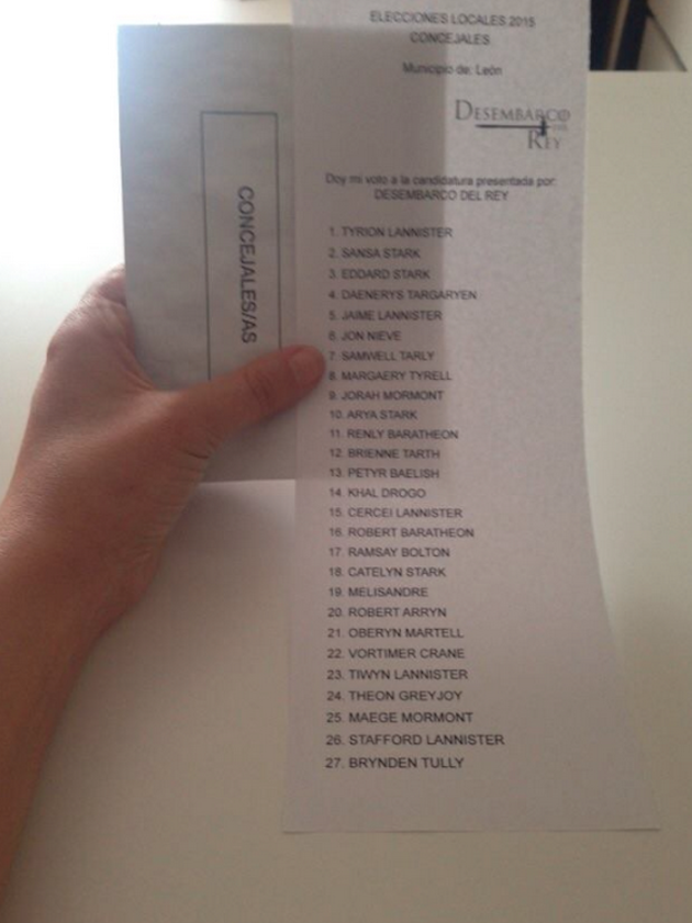 verne's tweet photo. El de 'Juego de Tronos' y otros 7 tipos de votos nulos de estas elecciones http://t.co/XuRjfeMFfQ http://t.co/9bnYFoF6LE