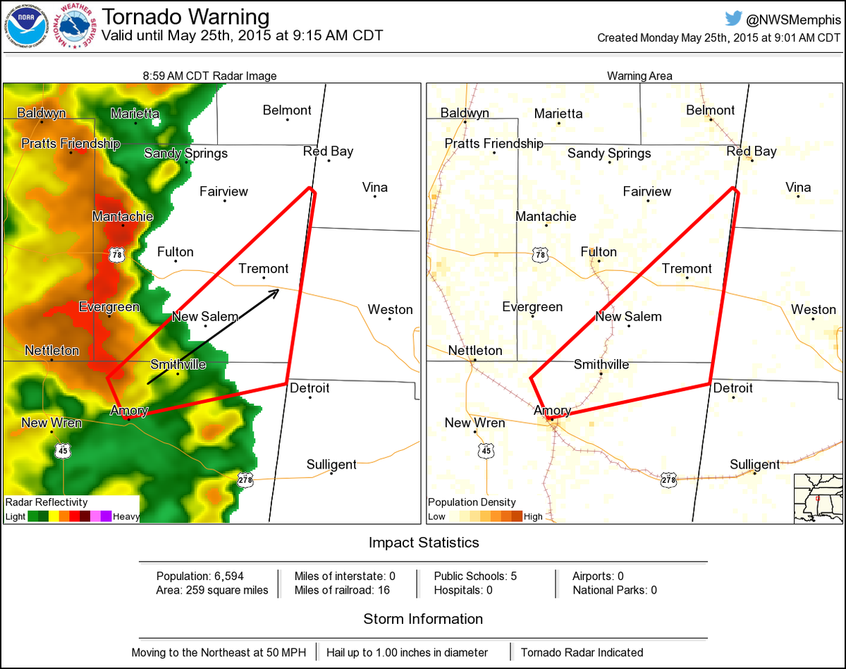 Tornado Warning including New Salem MS, Smithville MS, Tremont MS until