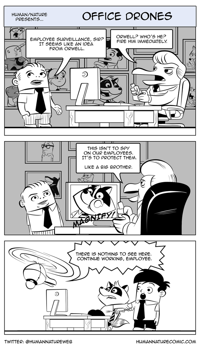 Big Brother is watching. And he's a total dick, in today's HUMAN/NATURE #webcomic humannaturecomic.com/?p=1340