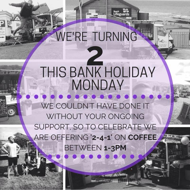 Don't forget today is the carts birthday so from 1-3 it's 2-4-1 yeeeeeew. Bean out #Bude #coffee #cornwall