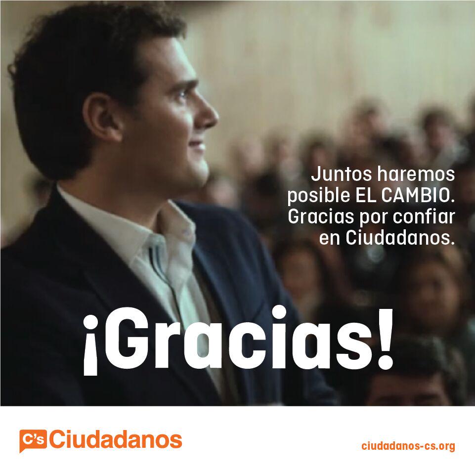 CiudadanosCs's tweet photo. Juntos haremos posible el cambio.
Gracias por confiar en Ciudadanos (C's) http://t.co/Gf0hOhRoSf