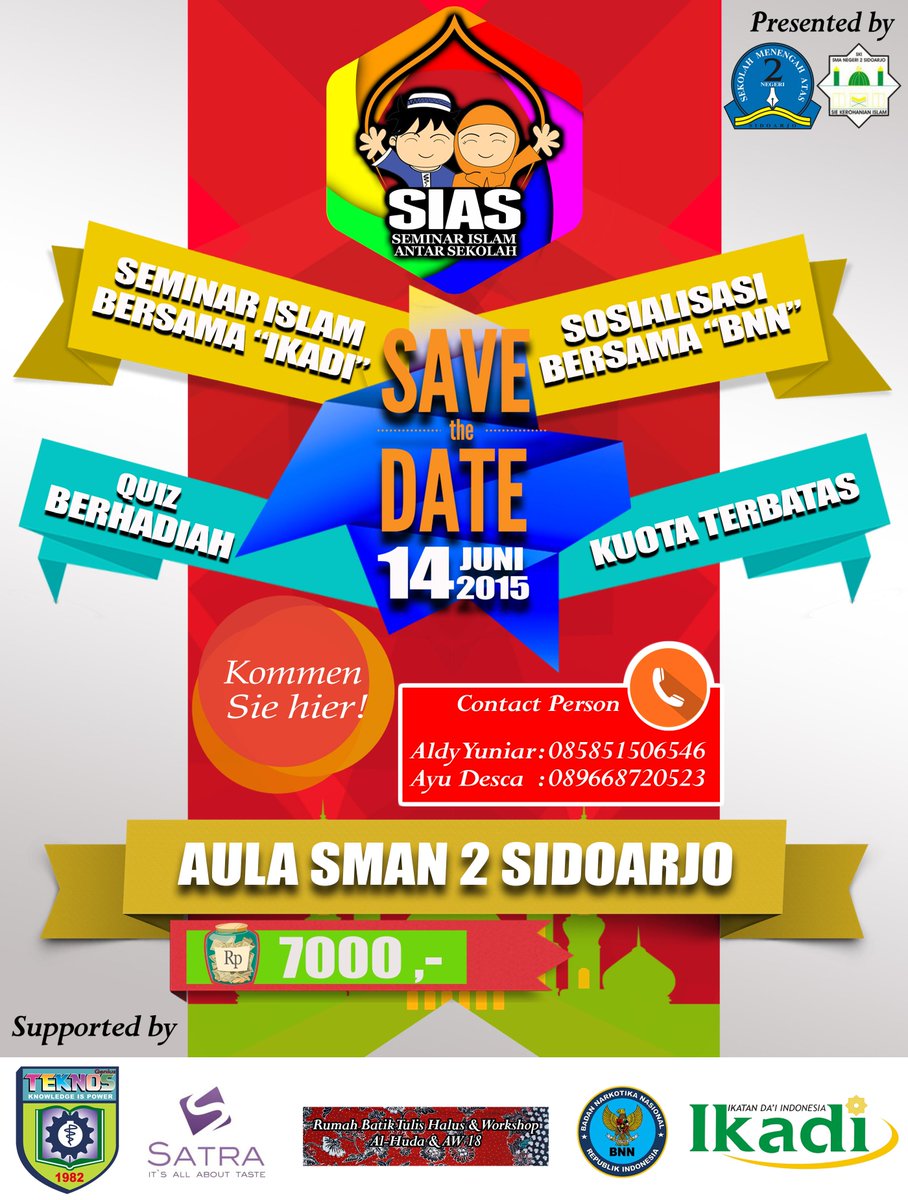 SKIsmanda's tweet photo. Yuk ikuti #SIAS2k15 ! Seminar Islam bersama Ikadi &amp; sosialisasi bersama BNN^^ hari Minggu,14 Juni 2015 @eventsidoarjo http://t.co/EZssp2sGEx