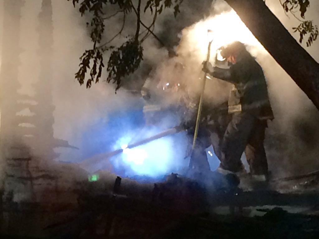 PeterMFirehouse's tweet photo. Fort Worth firefighters mop up at early AM house fire in 2800 blk Sydney. Home was destroyed #firefighter #FTW http://t.co/jINe9bK0XA