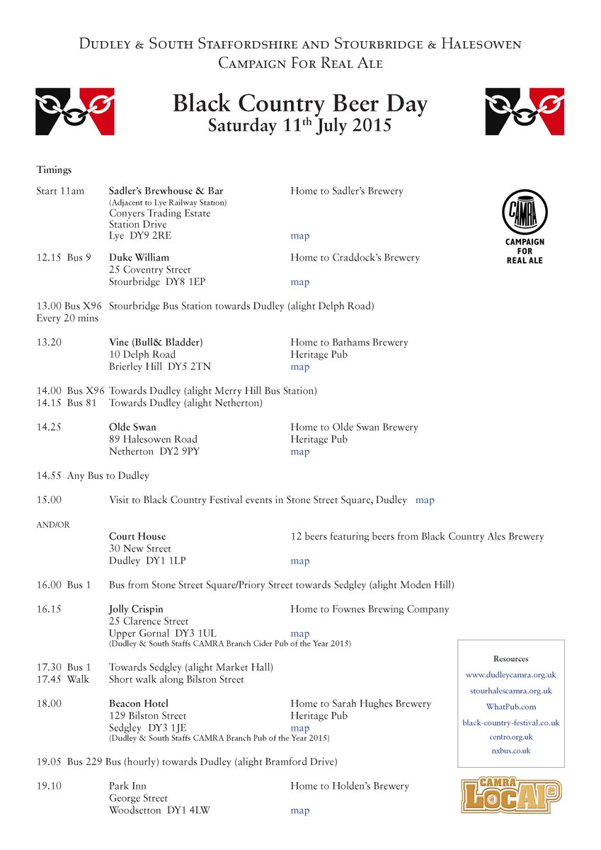 #camra Black Country Beer Day - Saturday 11th July 2015. A date for your beer Diary
