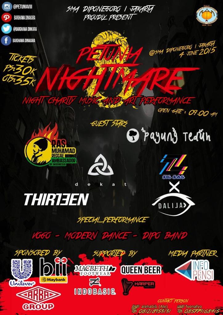 TOMORROW! <a href="/PetuniaVIII/">PETUNIA VIII 2015!</a> w/ <a href="/RasMuhamadRI/">Satryo Ras Muhamad</a> <a href="/musikdekat/">DEKAT</a> <a href="/payungteduh/">payungteduh</a> <a href="/THIRTEENjkt/">AKSI</a> at SMA Diponegoro 1 RAWAMANGUN