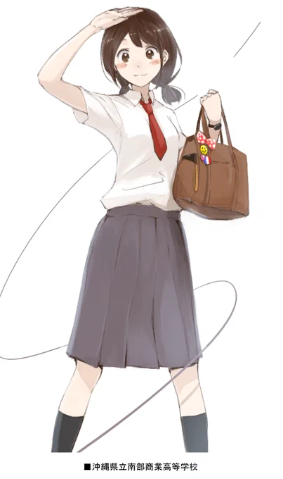 先日卒アルを眺めてて、衝動的に描きたくなりまして。母校の制服。 