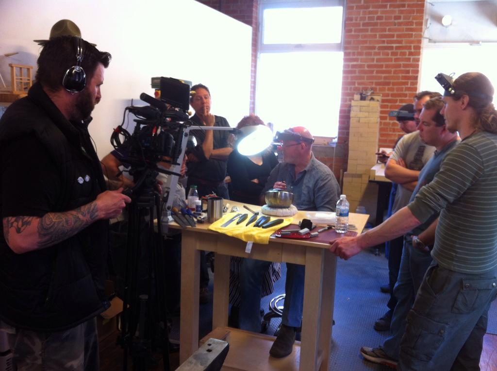 OriginBlades's tweet photo. We're running our launch event with Ford Hallam. People are learning the art of organic manipulation by making Tsuba. http://t.co/7VEXJhB9LZ