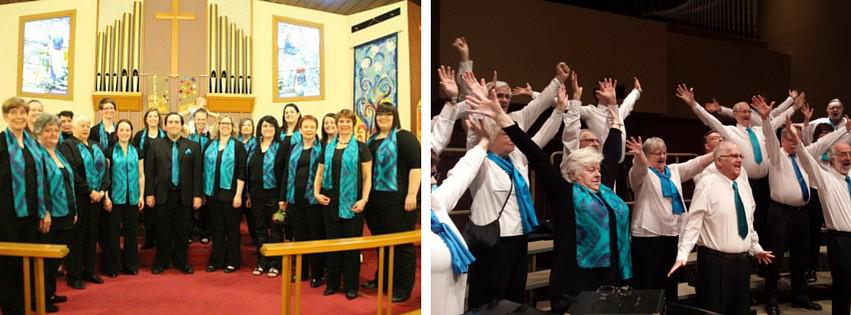 Two of my choir families, the #AuroraWomensChoir and <a href="/CoastalSounds/">Coastal Sounds</a>. What a fabulous year, can't wait for September!