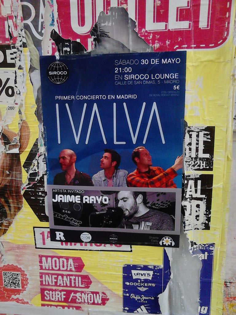H_ivalva's tweet photo. Lo dicen en las calles! Este sábado en Madrid!!  @sirocosala #madridlive #ivalva @jrayo5 @R_RocketB  @jero22ind http://t.co/Tk0IAzKXvK